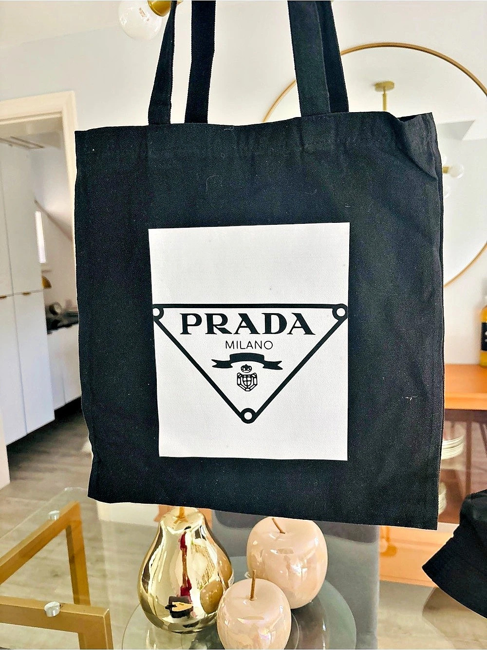 Prada Canvas Tote in Black & White